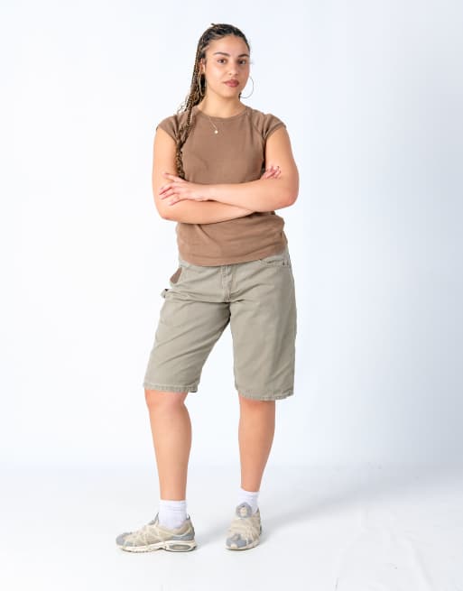 Vintage Wrangler 34x24 Canvas Carpenter Baggy Shorts Bronze