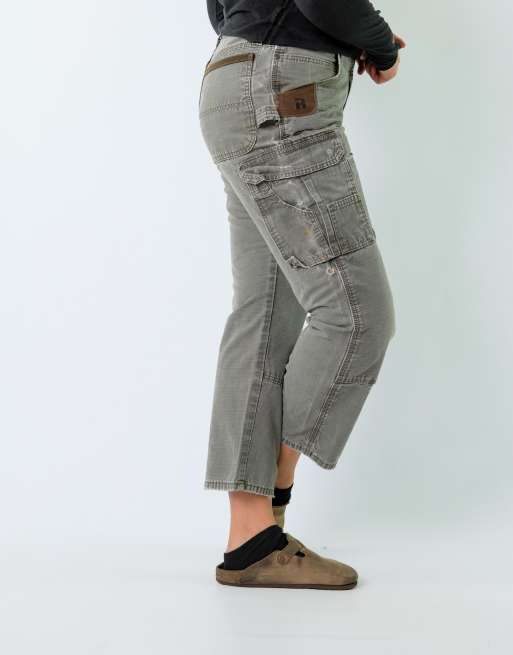 Vintage Wrangler 34x30 Canvas Carpenter Baggy Jeans Khaki Green