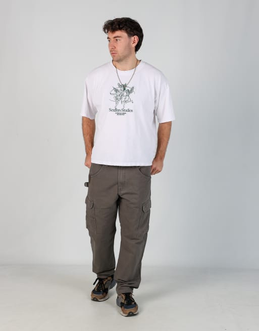 Vintage Wrangler 34x30 canvas carpenter jeans in charcoal grey