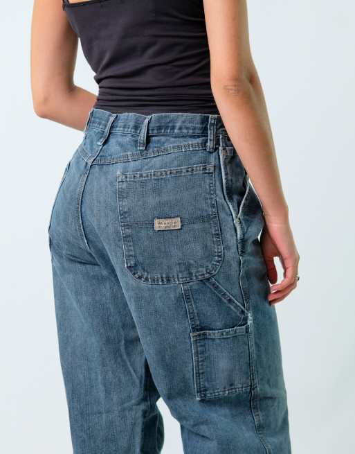 Vintage Wrangler 34x32 Denim Carpenter Baggy Jeans Blue