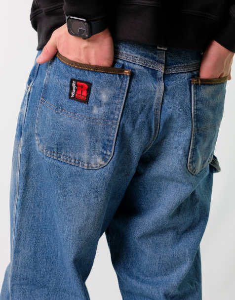 Vintage Wrangler 34x32 Denim Carpenter Baggy Jeans Blue - view 1