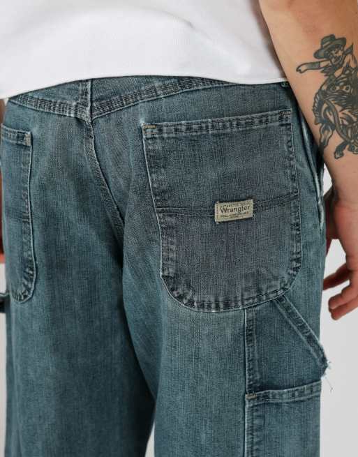 Vintage Wrangler 34x32 denim carpenter jeans in blue, 4 of 4