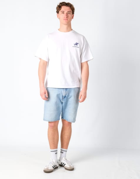 Vintage Wrangler 36x19 Denim Jorts Shorts Light Blue - view 1