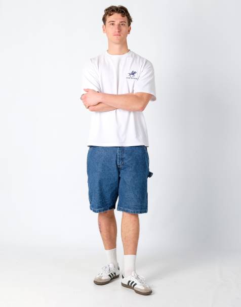 Vintage Wrangler 36x20 Denim Carpenter Baggy Jorts Shorts Blue - view 1