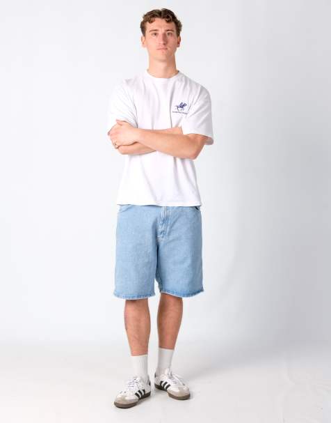 Vintage Wrangler 36x20 Denim Jorts Shorts Light Blue - view 1