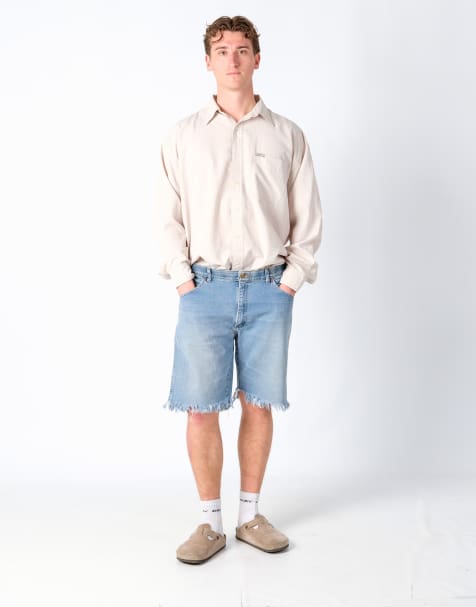 Vintage Wrangler 36x20 Denim Jorts Shorts Light Blue - view 1