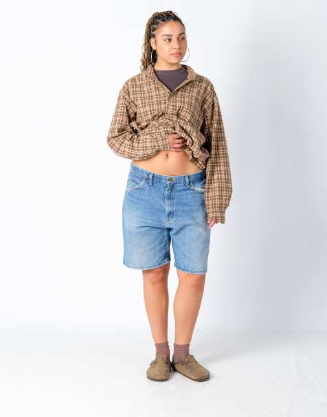 Vintage Wrangler 36x20 Denim Jorts Shorts Light Blue - view 1