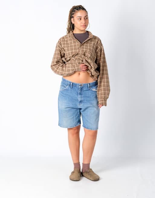 Vintage Wrangler 36x20 Denim Jorts Shorts Light Blue