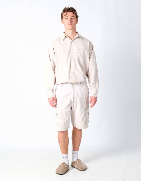 Vintage Wrangler 36x21 Canvas Cargo Shorts Beige - view 1