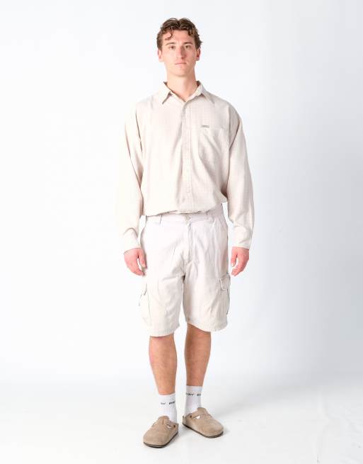Vintage Wrangler 36x21 Canvas Cargo Shorts Beige