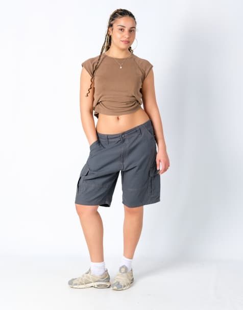 Vintage Wrangler 36x21 Canvas Cargo Shorts Charcoal Grey - view 1