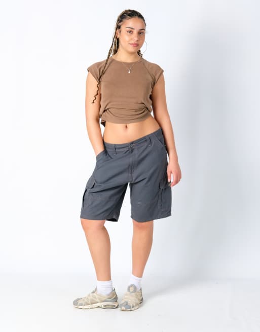 Vintage Wrangler 36x21 Canvas Cargo Shorts Charcoal Grey