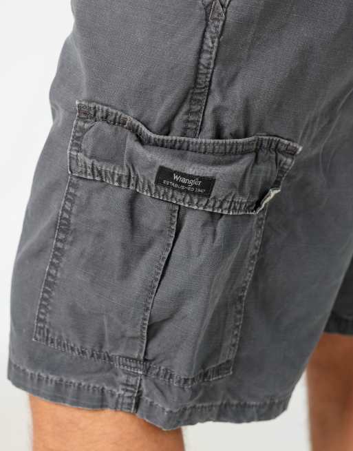 Vintage Wrangler 36x21 canvas cargo shorts in charcoal grey, 4 of 4