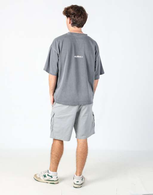 Vintage Wrangler 36x21 canvas cargo shorts in grey, 3 of 4