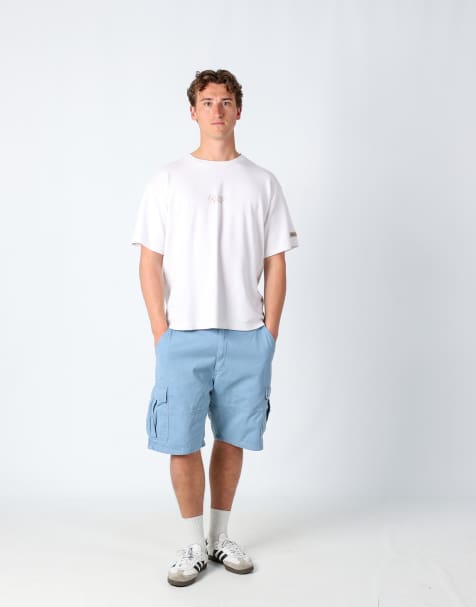 Vintage Wrangler 36x21 canvas cargo shorts light blue - view 1