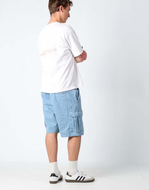 Vintage Wrangler 36x21 canvas cargo shorts light blue, 3 of 4