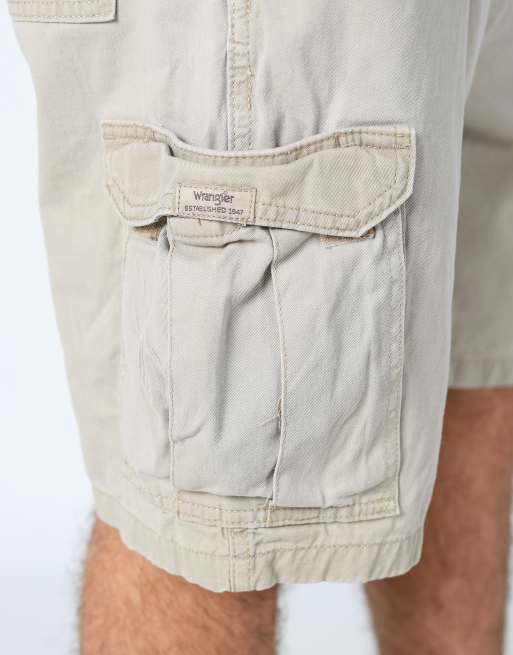 Vintage Wrangler 36x21 canvas cargo shorts tan, 4 of 4