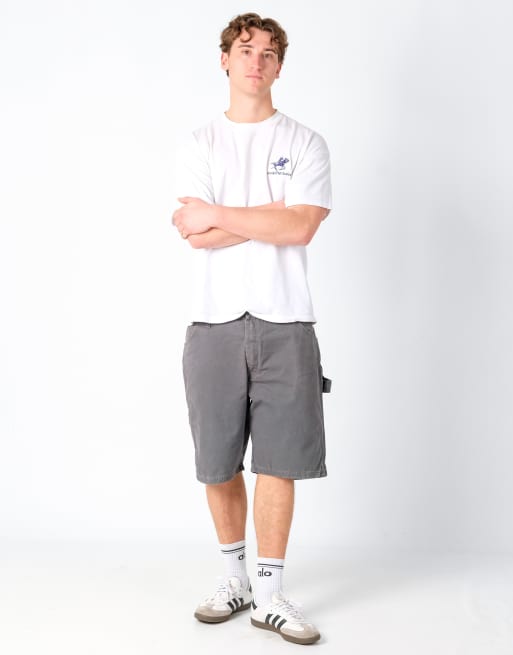 Vintage Wrangler 36x21 Canvas Carpenter Baggy Shorts Charcoal Grey