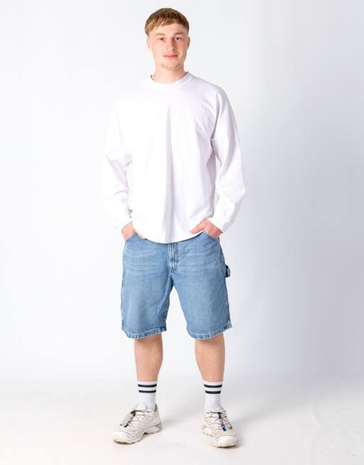 Vintage Wrangler 36x21 Denim Carpenter Baggy Jorts Shorts Blue