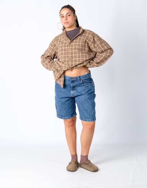 Vintage Wrangler 36x21 Denim Carpenter Baggy Jorts Shorts Blue - view 1