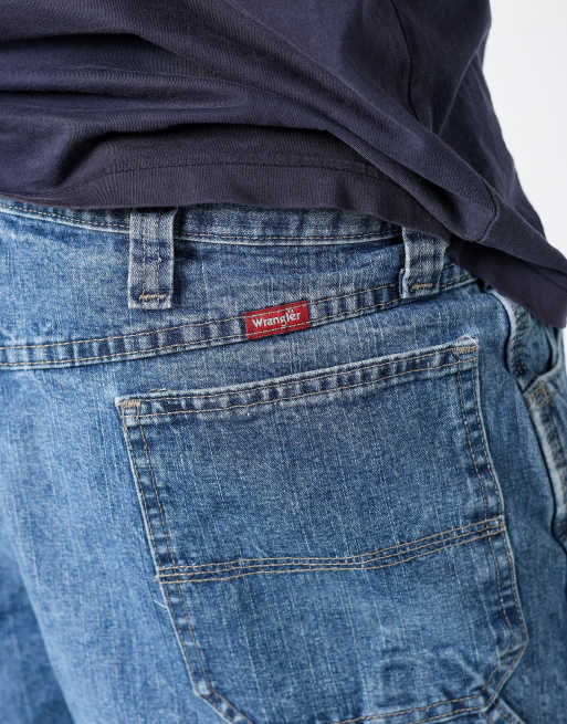 Vintage Wrangler 36x21 denim carpenter baggy jorts shorts blue, 4 of 4