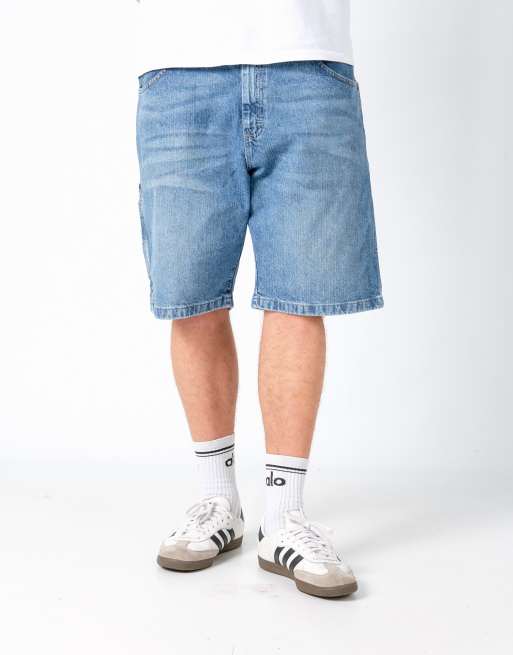 Vintage Wrangler 36x21 Denim Carpenter Baggy Jorts Shorts Light Blue