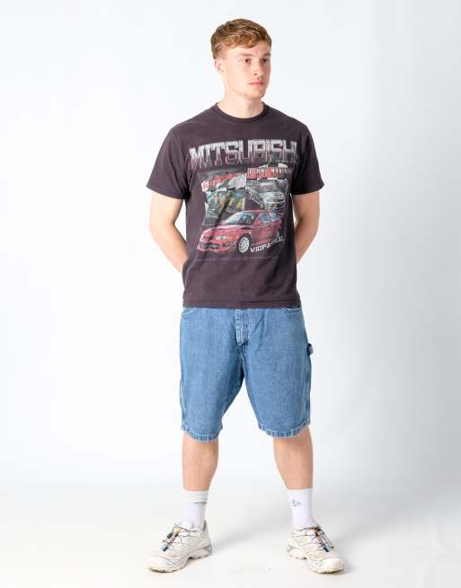 Vintage Wrangler 36x21 Denim Carpenter Baggy Jorts Shorts Light Blue