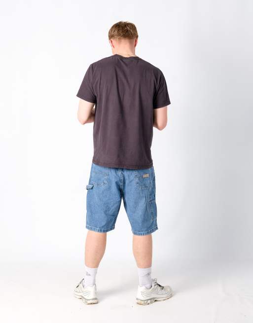 Vintage Wrangler 36x21 Denim Carpenter Baggy Jorts Shorts Light Blue, 2 of 4