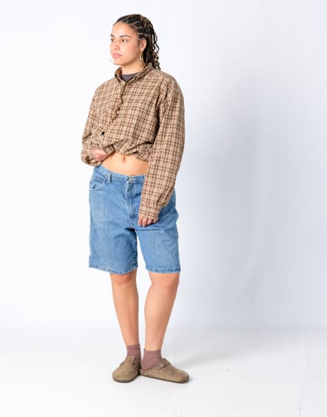 Vintage Wrangler 36x21 Denim Carpenter Baggy Jorts Shorts Light Blue - view 1