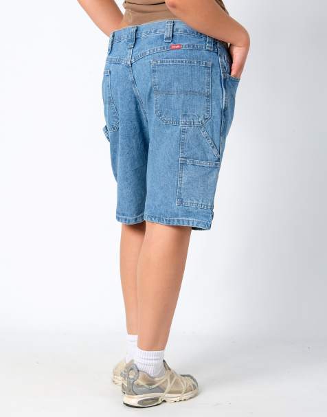 Vintage Wrangler 36x21 Denim Carpenter Baggy Jorts Shorts Light Blue - view 1