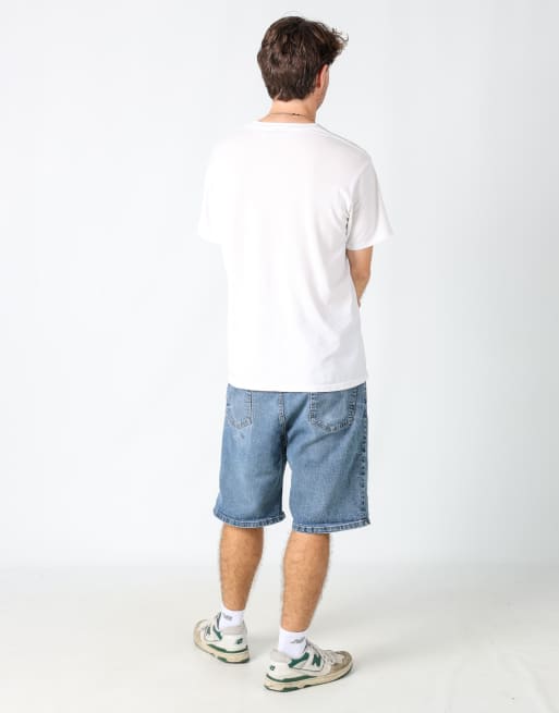Vintage Wrangler 36x21 denim jorts shorts in light blue, 3 of 4