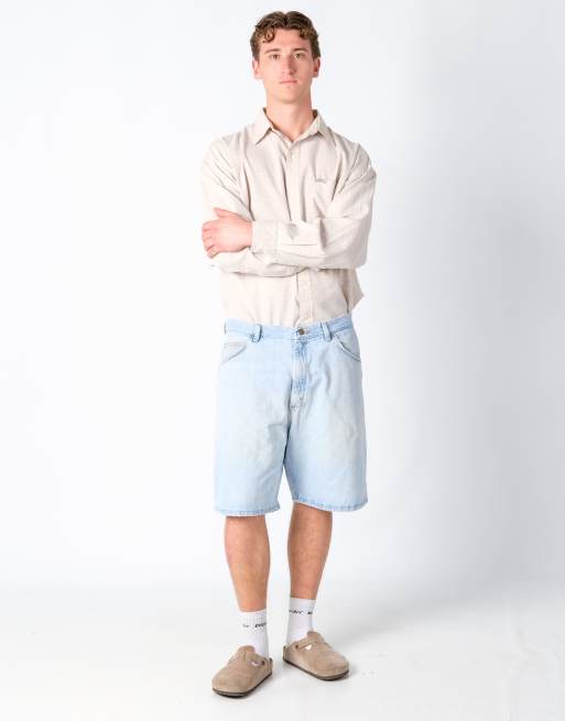 Vintage Wrangler 36x21 Denim Jorts Shorts Light Blue