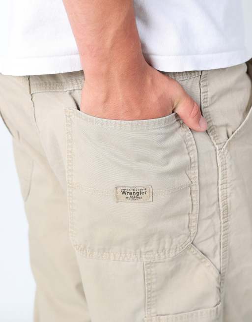 Vintage Wrangler 36x22 canvas cargo shorts in beige, 4 of 4