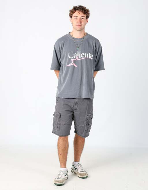 Vintage Wrangler 36x22 canvas cargo shorts in charcoal grey