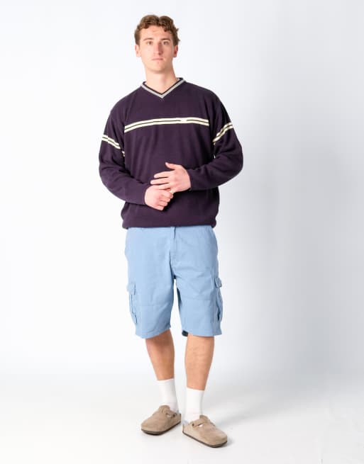Vintage Wrangler 36x22 Canvas Cargo Shorts Light Blue