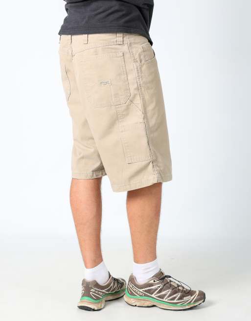 Vintage Wrangler 36x22 canvas carpenter baggy shorts in beige