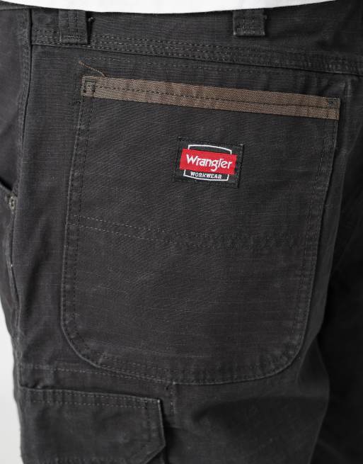 Vintage Wrangler 36x22 canvas carpenter baggy shorts in black, 4 of 4