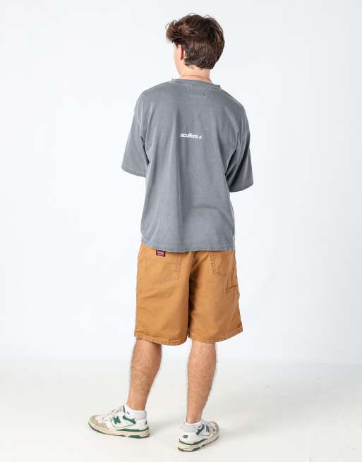 Vintage Wrangler 36x22 canvas carpenter baggy shorts in brown, 3 of 4