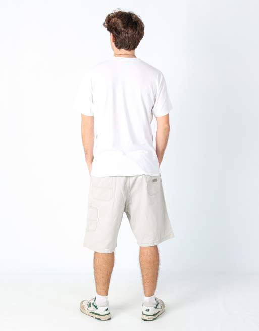 Vintage Wrangler 36x22 canvas carpenter baggy shorts in cream, 3 of 4