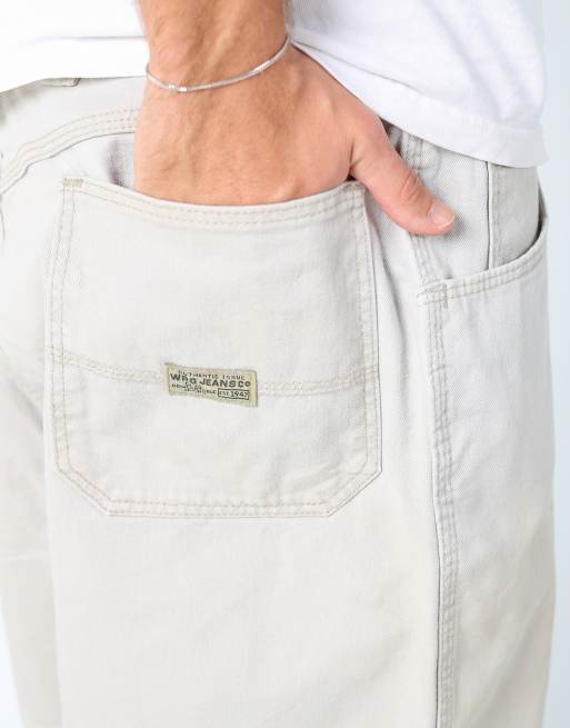 Vintage Wrangler 36x22 canvas carpenter baggy shorts in cream, 4 of 4