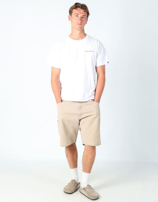 Vintage Wrangler 36x22 canvas carpenter baggy shorts in tan