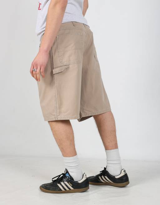 Vintage Wrangler 36x22 canvas carpenter baggy shorts in tan, 4 of 6