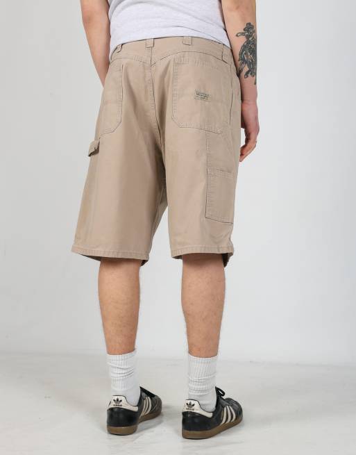Vintage Wrangler 36x22 canvas carpenter baggy shorts in tan, 5 of 6