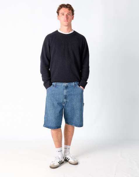 Vintage Wrangler 36x22 Denim Carpenter Baggy Jorts Shorts Blue - view 1