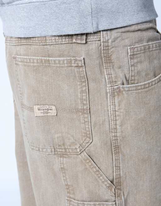 Vintage Wrangler 36x22 Denim Carpenter Baggy Jorts Shorts Bronze, 4 of 4