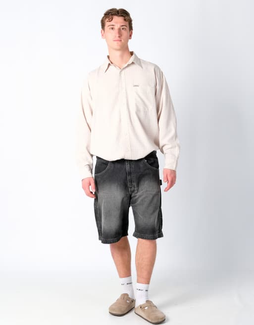 Vintage Wrangler 36x22 Denim Carpenter Baggy Jorts Shorts Charcoal Grey