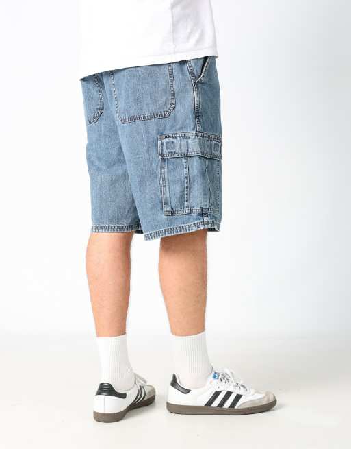 Vintage Wrangler 36x22 denim carpenter baggy jorts shorts in blue, 1 of 4