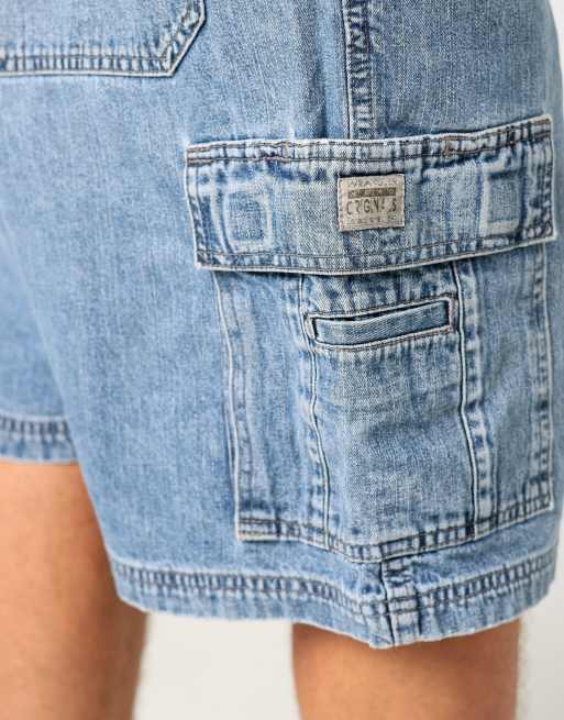 Vintage Wrangler 36x22 denim carpenter baggy jorts shorts in blue, 4 of 4