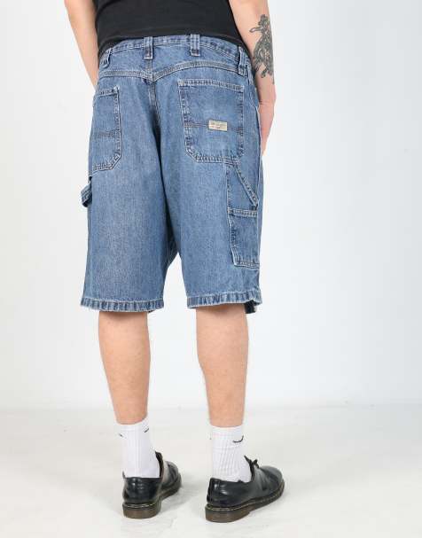Vintage Wrangler 36x22 denim carpenter baggy jorts shorts in blue - view 1