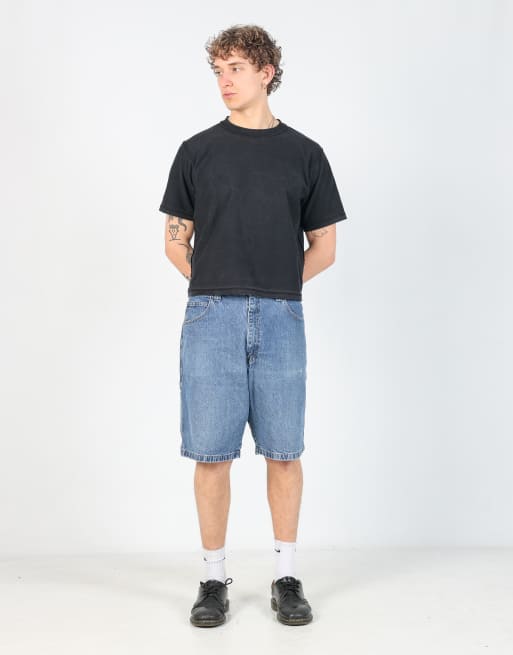 Vintage Wrangler 36x22 denim carpenter baggy jorts shorts in blue, 2 of 4